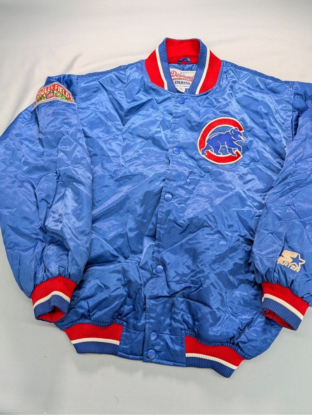 Chicago Cubs Starter Satin Jacket XL Vintage Wrigley Field
